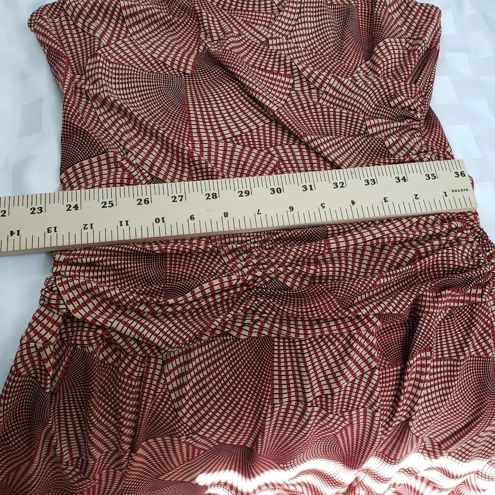 BCBG MaxAzia Surplice V -Neck Tank Brown Geometric Print Women's Dress Size S - Picture 6 of 8